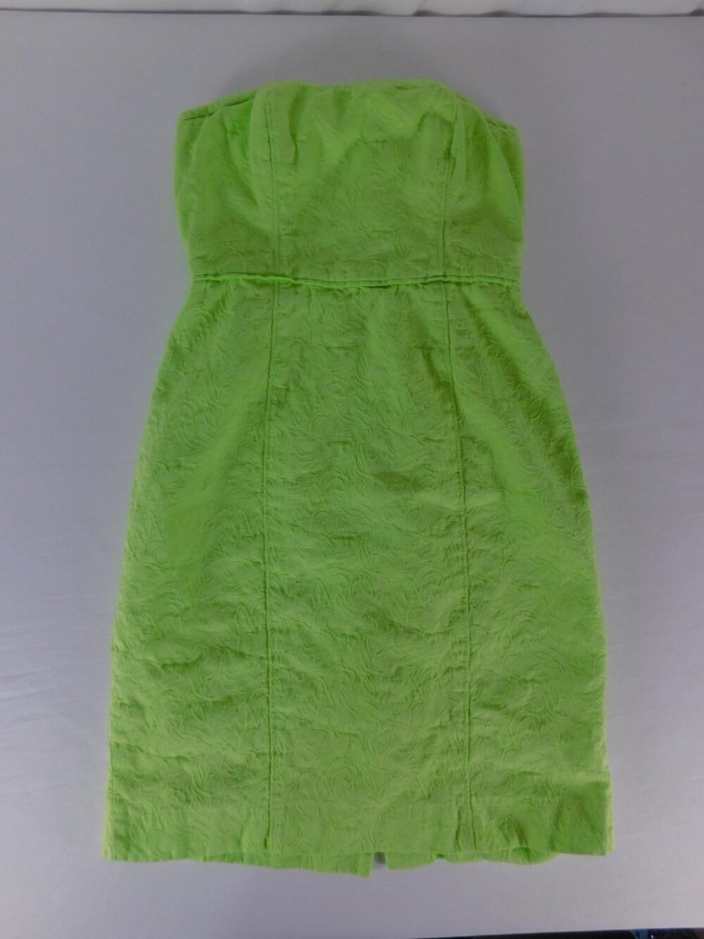 J.CREW Dress Womens 00 Green Floral Strapless Sweetheart Jacquard Sheath Mini